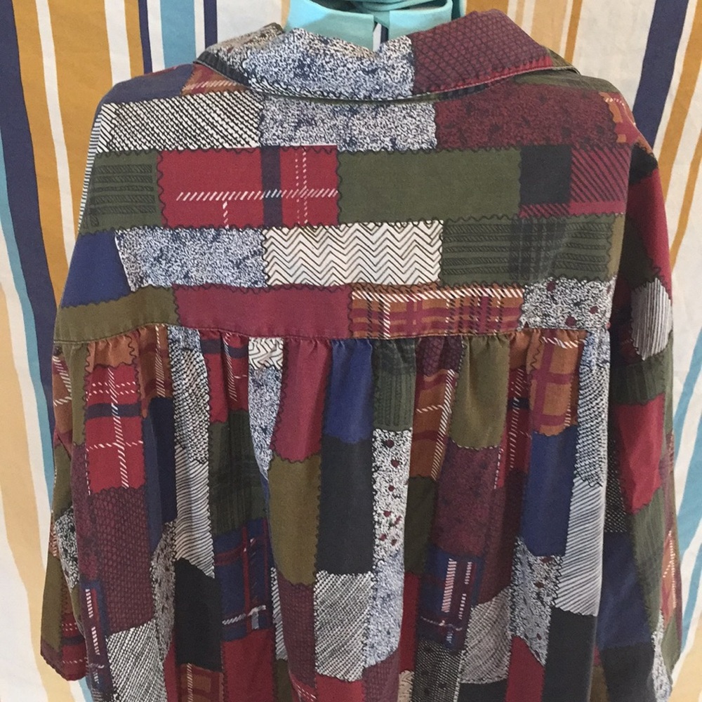 Vintage Romans Patchwork Print Button Down Shirt - image 7
